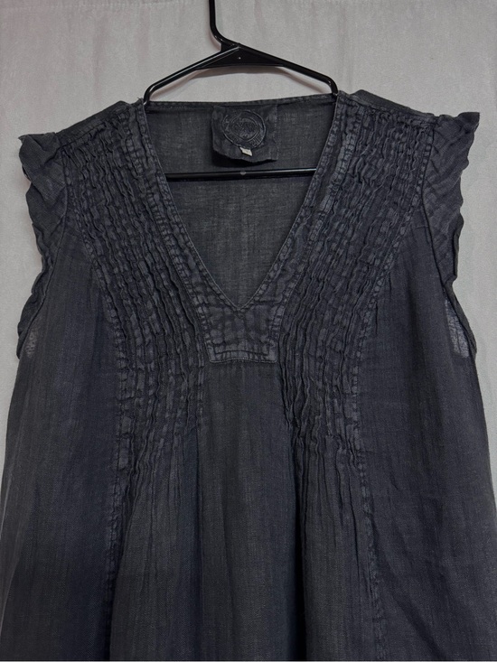 Dresses & Skirts - Black V Neck Linen Dress Size Large 100/100 Linen